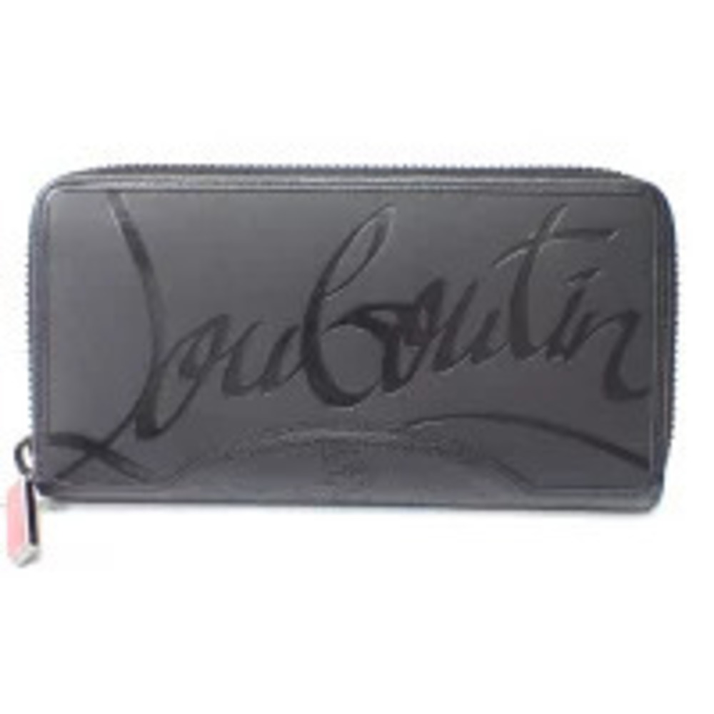Christian Louboutin Long Wallet Round Zipper Panettone Black Red